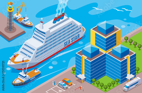 Seaport Isometric Colored Concept