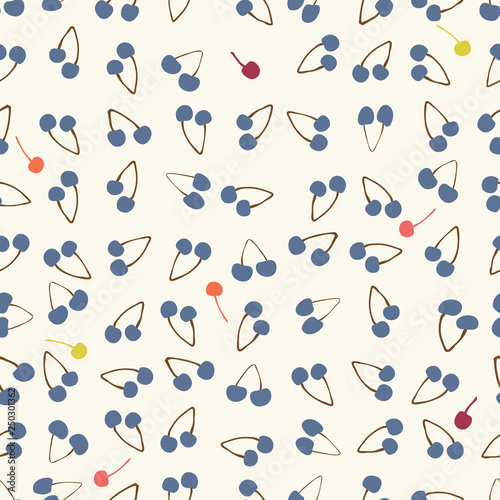 seamless pattern with hand drawn cherry