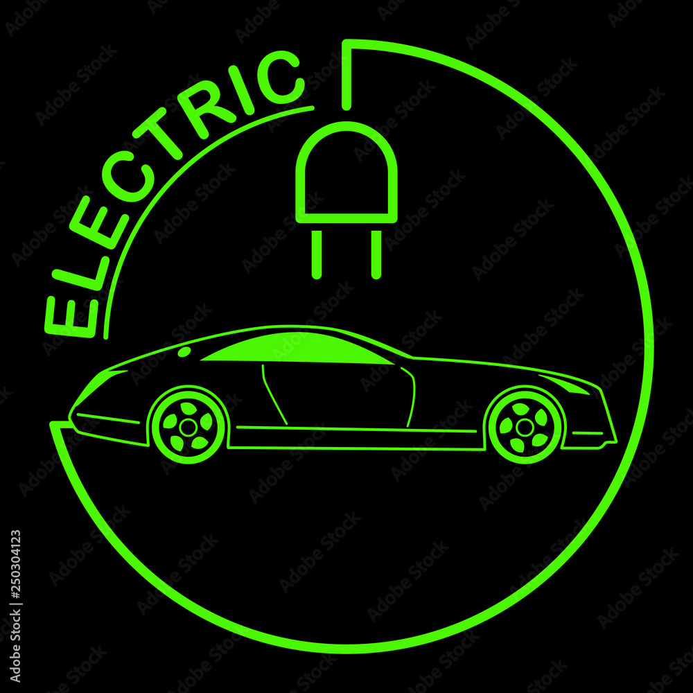 Electric Car Logo. Eco Vehicles Symbol. Ecological Transport Icon. Vector illustration