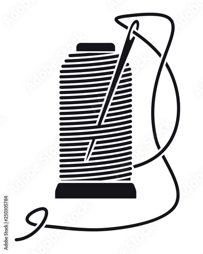 Icon Sewing Thread on Spools. Vector Isolated Coil. Silhouette