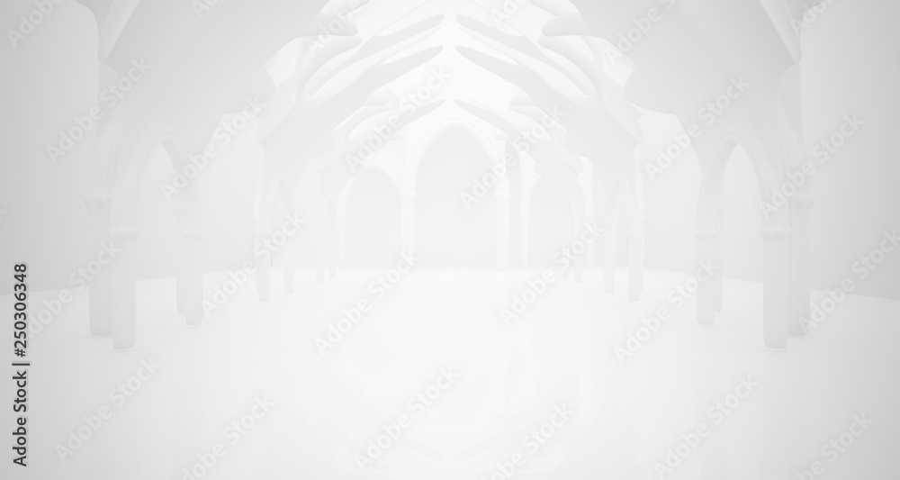 Abstract white gothic interior. 3D illustration and rendering. Abstract white gothic interior. 3D illustration and rendering.