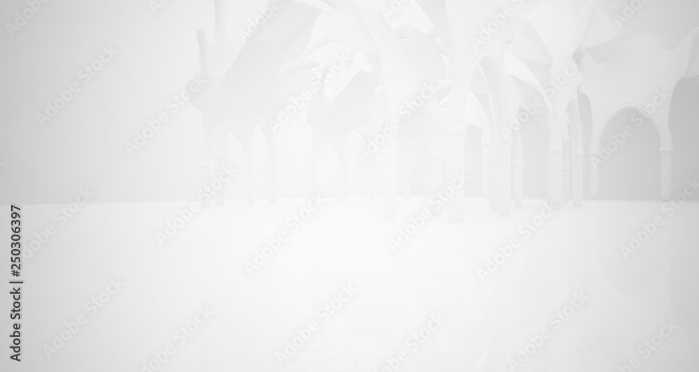 Obraz premium Abstract white gothic interior. 3D illustration and rendering.