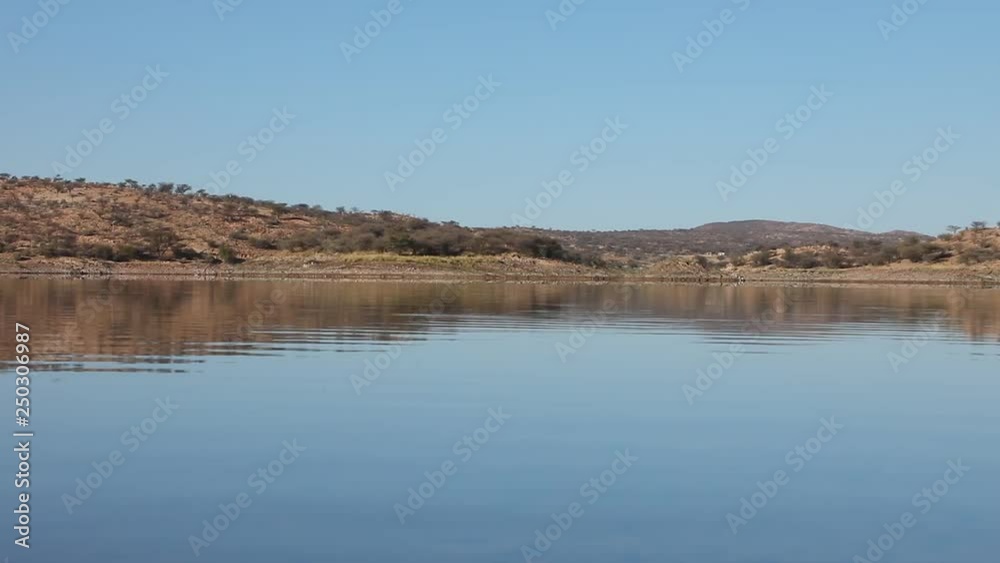 Shore of Lake Oanob in Southern Namibia desert landscape Shore of Lake Oanob in Southern Namibia desert landscape
