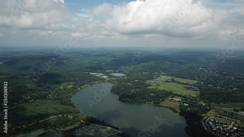 Aerial shot over a lake