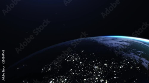 Big planet Earth. The rotation of the planet. Looped video.