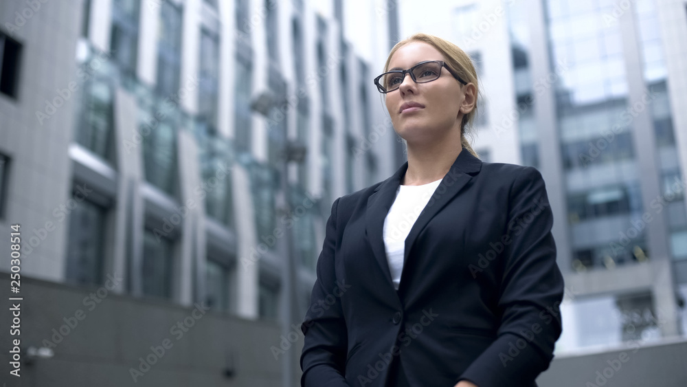 Fototapeta premium Confident lady politician looking into bright future, candidate for election