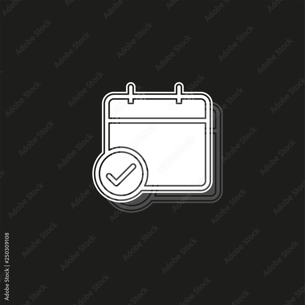 calendar checkmark icon, vector event symbol, day or month icon calendar checkmark icon, vector event symbol, day or month icon