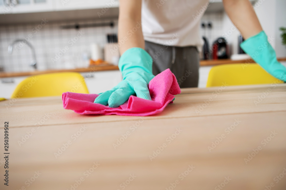 Cleaning table in home Cleaning table in home