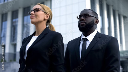 Obraz na plátně Politicians looking into bright future, election company, female candidate