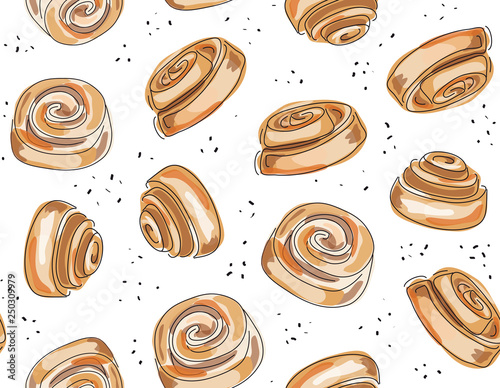 Cinnamon rolls seamless pattern
