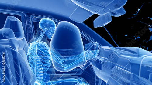 Photos 3d rendered illustration of two colliding cars - illustrating the effect of an i
