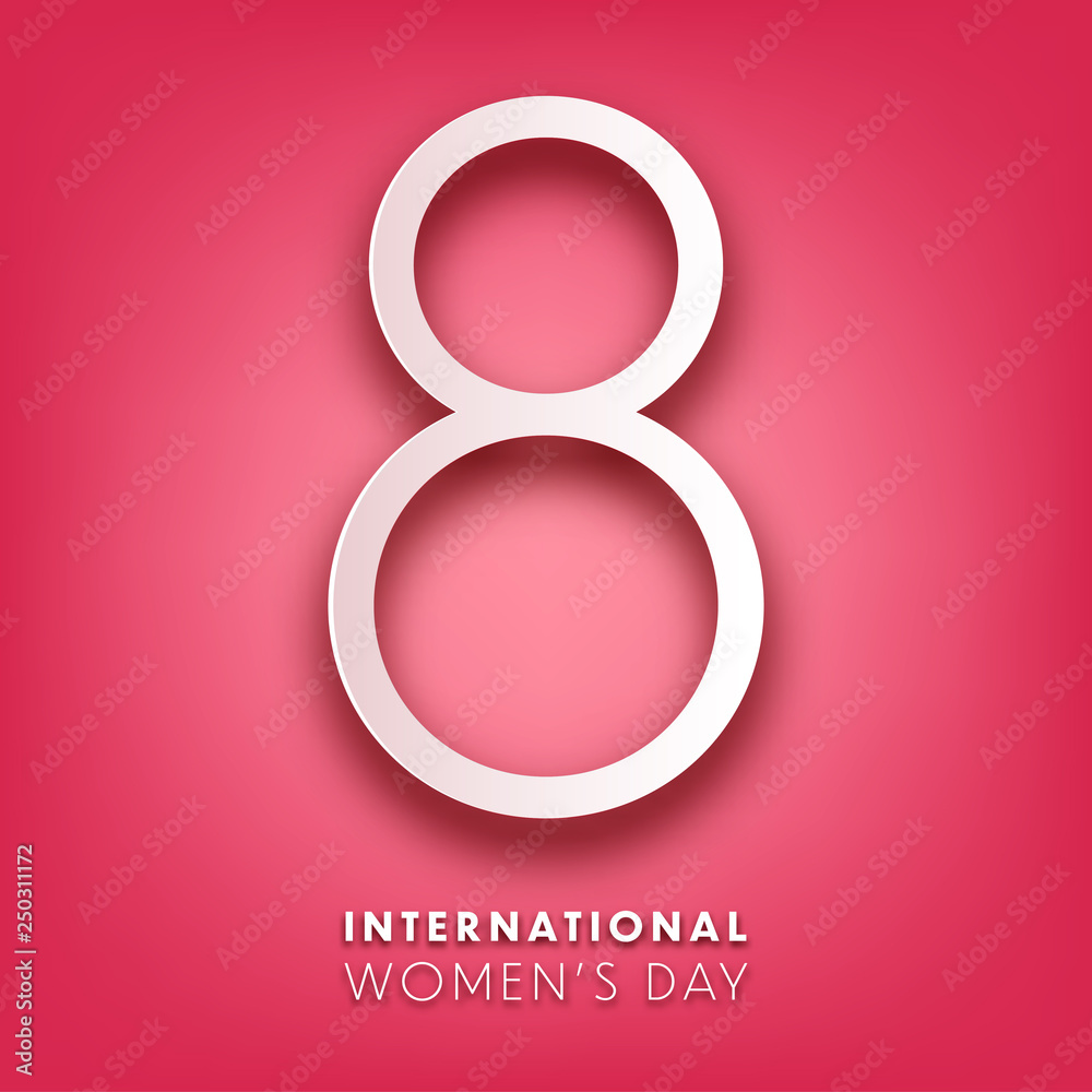 Women's day background with text. March 8 international holiday. Paper greeting card with number and date. Vector illustration. Women's day background with text. March 8 international holiday. Paper greeting card with number and date. Vector illustration.