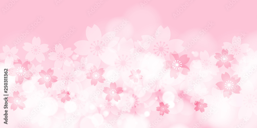 Cherry Blossom, Pink Background, Vector Graphics	