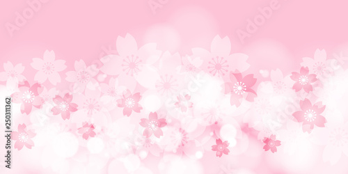 Cherry Blossom, Pink Background, Vector Graphics	