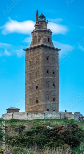 The Tower of Hercules, an ancient Roman lighthouse on a peninsula about 2.4 kilometers (1.5 mi) from the centre of A Coruna (Corunna), the second largest city in Galicia, Northwestern Spain. photo