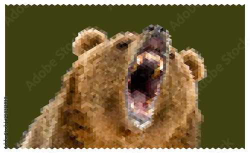 Angry Bear Illustration: Constructed of Triangle Polygons