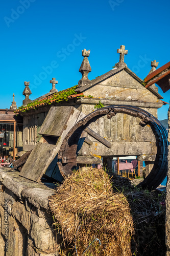 The beautiful old village of Combarro, near Sanxenxo, Pontevedra, Galicia, Spain. It has an outstanding collection of horreos (granaries) and cruceiros (calvary sculptures). photo