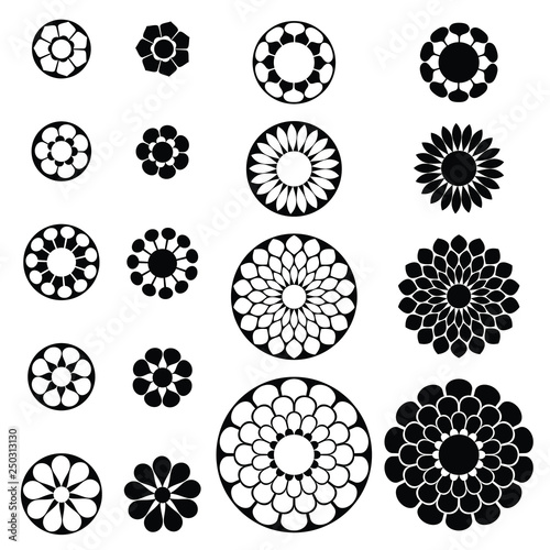 vector black flower shapes