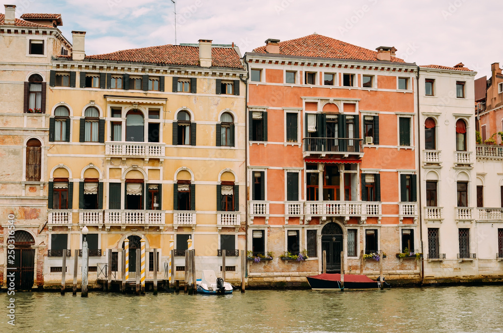 Venice, beautiful romantic italian city on sea with great canal and gondolas, Italy. The main canal at Venice in Italy.