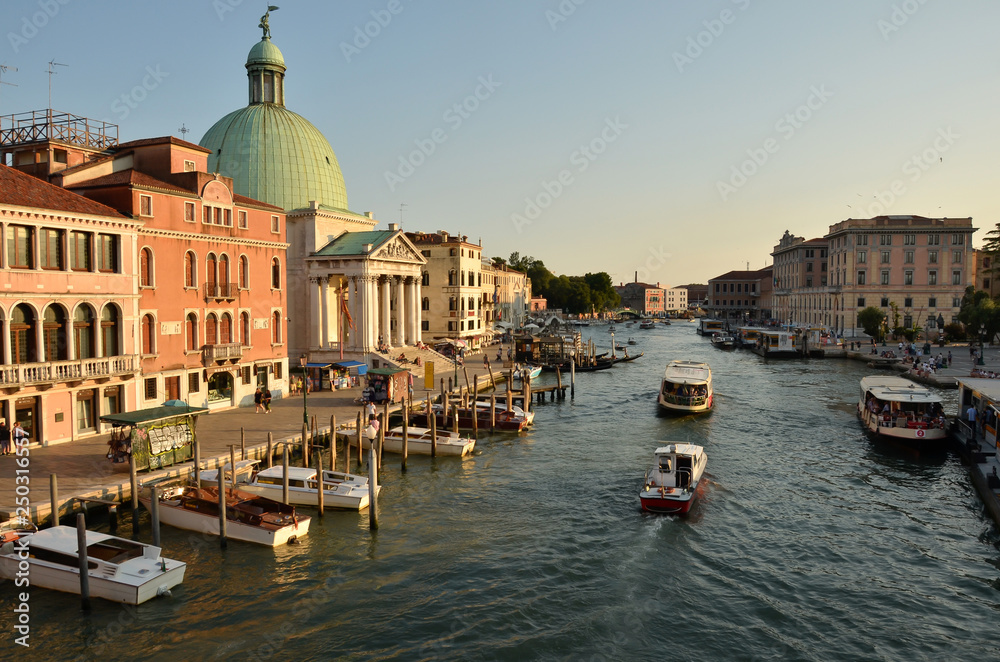 View over the Grand Canal. The main canal at Venice in Italy.