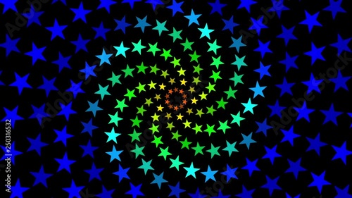 Pulsing Fibonacci Colorful Spiral Stars Pattern Motion Background Loop 3