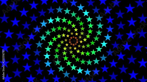 Pulsing Fibonacci Colorful Spiral Stars Pattern Motion Background Loop 4