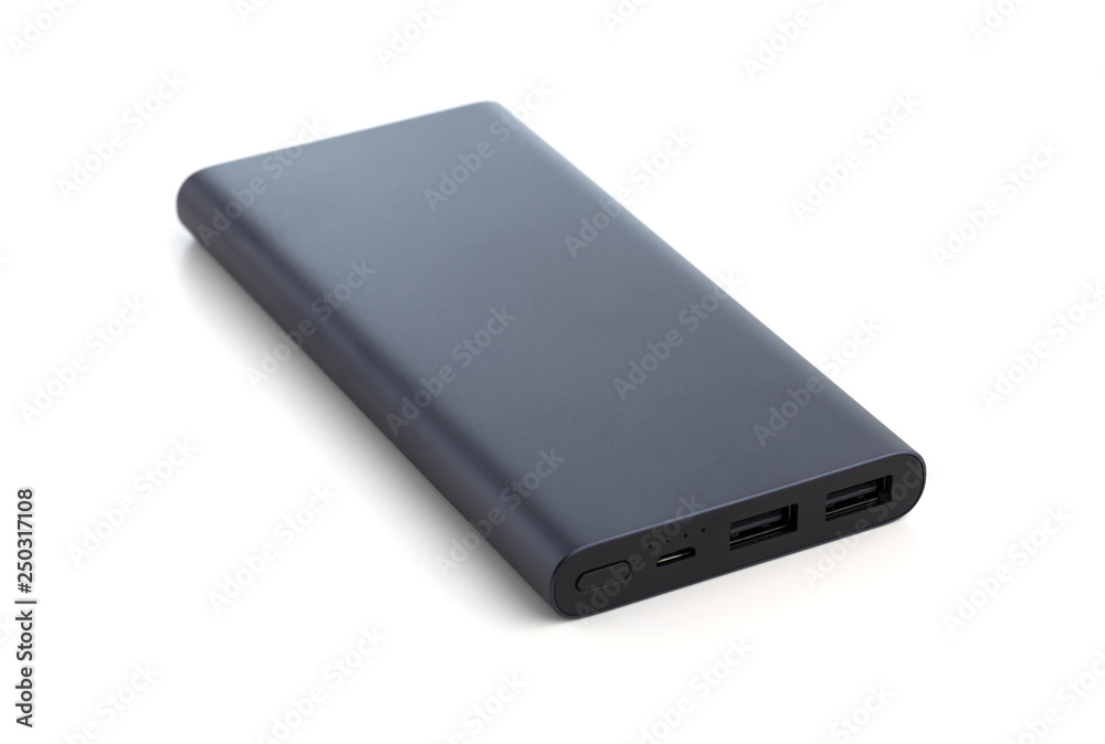 Power Bank on a white background. External battery for recharging isolated on white background. Power Bank on a white background. External battery for recharging isolated on white background.