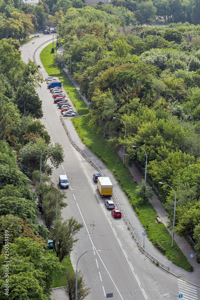 Kiev street in residential district, Ukraine.