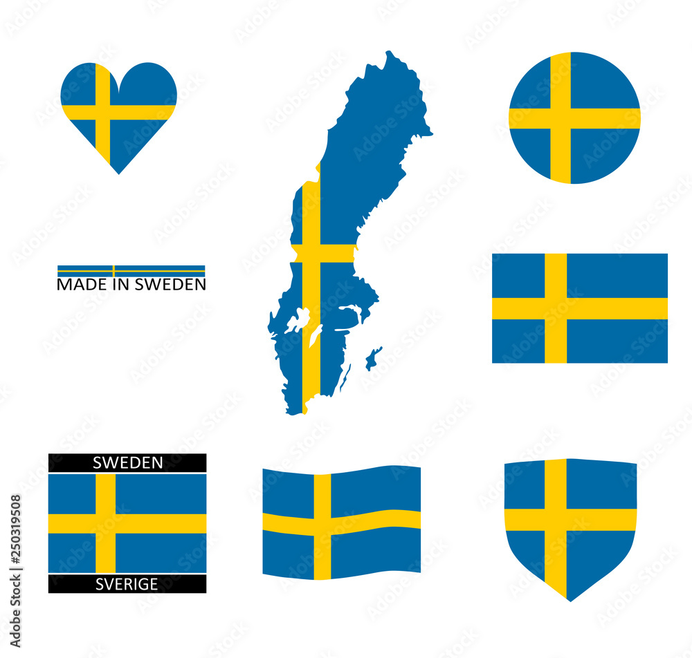 T-shirt Drapeau Suédois - Toutes Tailles & Couleurs - Marque Fruit Of The Loom - Neuf