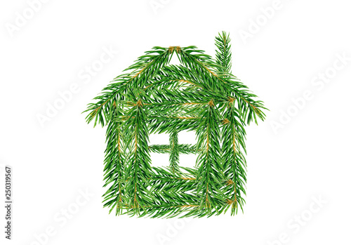House of fir branches