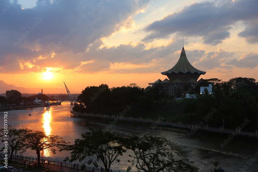 Sunset over Kuching, Malaysia 