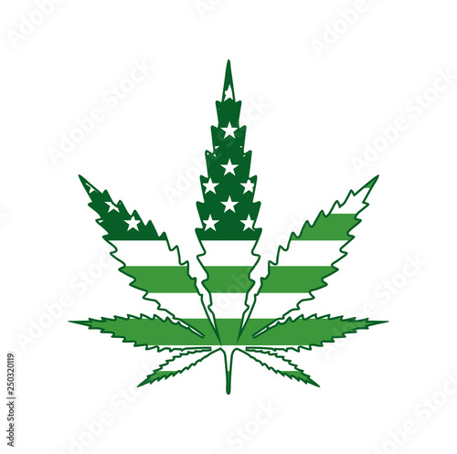 Marijuana Leaf Green American Flag Icon Illustration