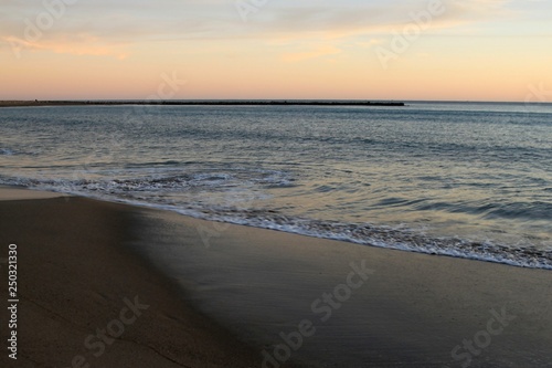 Waves on the beach coast summer heat blue sky sunset water Mediterranean Spain
