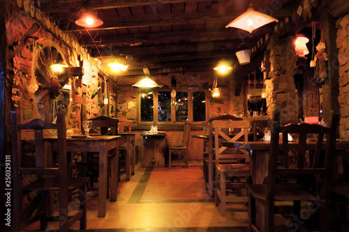 Photo Interior of a beautiful and cozy irish pub