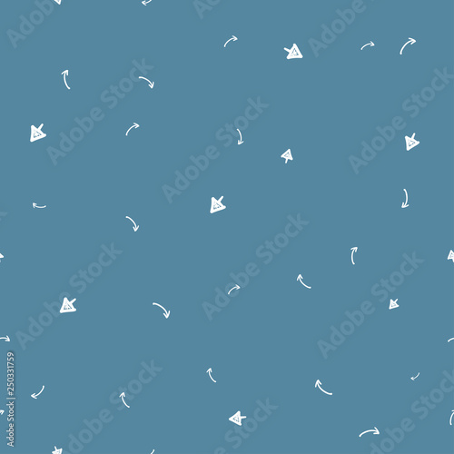 Hand drawn icon with seamless pattern for decorative design. Arrow down direction icon  design. © Fotostock32