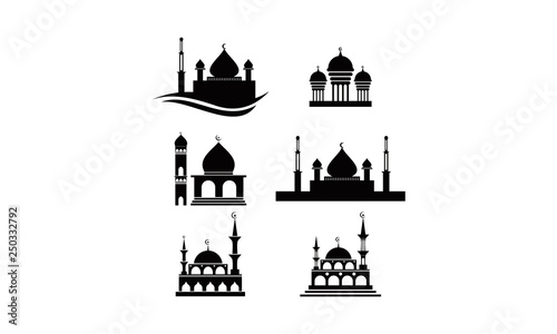 islamic mosque silhouette set vector