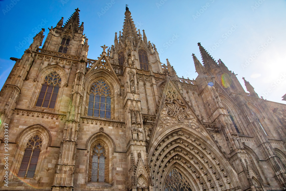 Cathedral of Barcelona located in the heart of historic Las Ramblas district