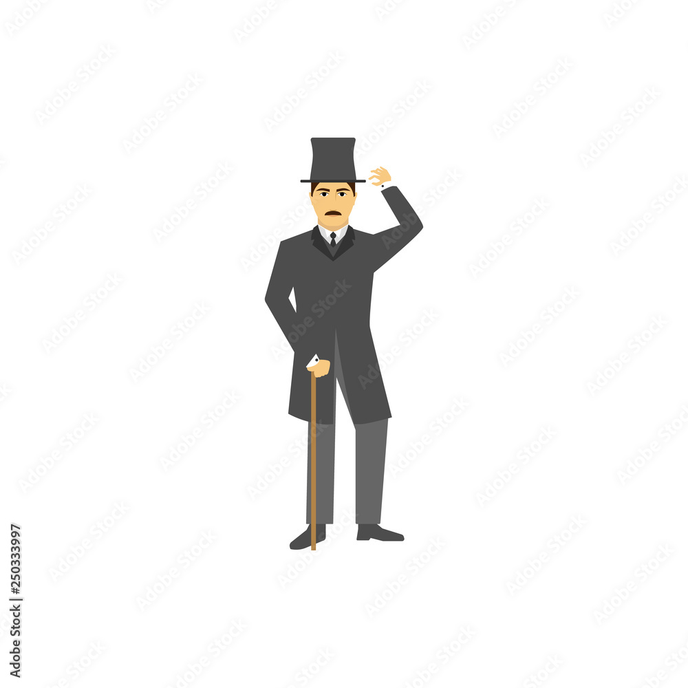 man in vintage tuxedo color illustration