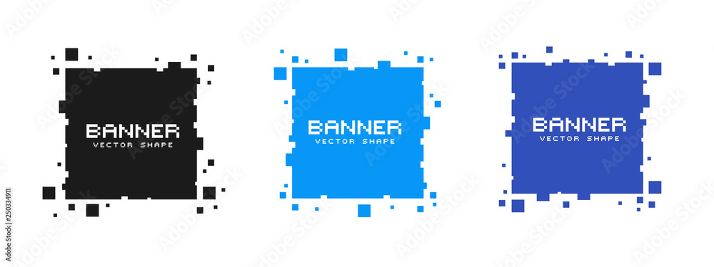 Set of colored square pixel banners. Vector blank frames ready for your text or design