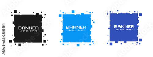 Set of colored square pixel banners. Vector blank frames ready for your text or design