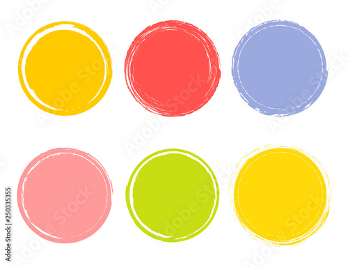 Creative vector illustration of watercolor hand drawn element. Circle brush stroke background. Paint art design. Abstract concept color grunge graphic. Label sticker. Stamp for your handwritten words