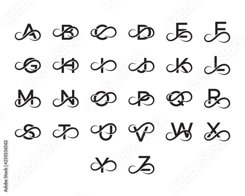 set infinity letter logo vector