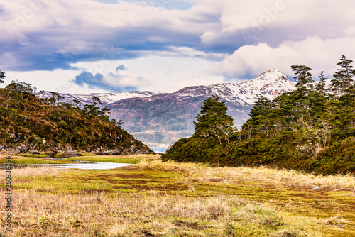 River Outflow Karukinka Reserve Patagonia Chile 