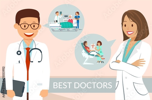 Clinic Best Doctors Flat Vector Poster Template