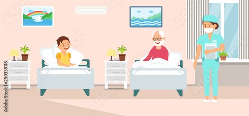 Inpatient Treatment Cartoon Vector Illustration