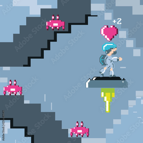 classic video game scene with warrior