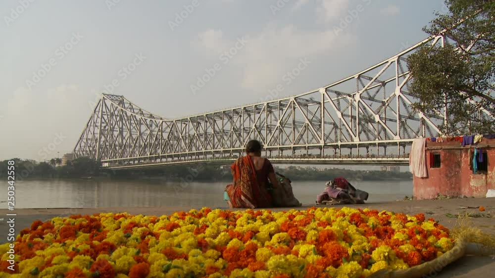 View of Howrah Bridge in Kolkata India