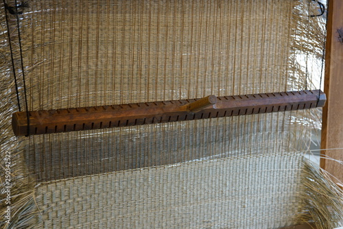 Photography Chiba,Japan-February 19, 2019: Manual tatami mat weaving machine