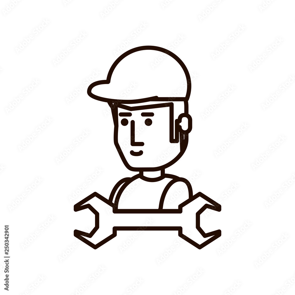 construction worker with wrench tool construction worker with wrench tool