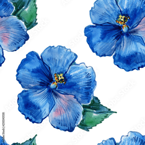 Seamless pattern with watercolor flowers. Tropical flowers. Flower background. Basis for wallpaper, printing, packaging.